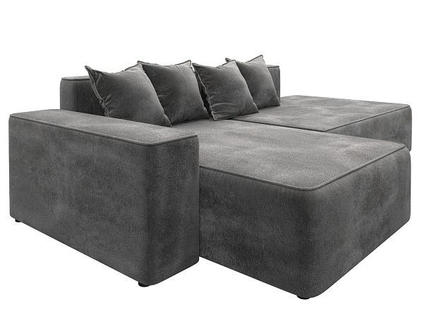 Диван угловой Лига-079 угол левый Велюр серый - Вид 3