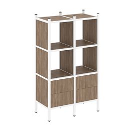 Loft Прямой стеллаж наборный VR.L-03 Дуб аризона/Белый металл 862*446*1458 - Фото предпросмотра