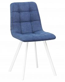 Стул обеденный DOBRIN ALEX SQUARE (белые ножки, синяя ткань (UF860-14B)) - Фото предпросмотра