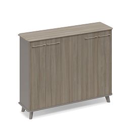 Шкаф средний закрытый греденция Time metal ТМ 343 МП/ВЛ/ВЛ.ВЛ мокко премиум (корпус) / вяз либерти (столешница, топ, фасад) - Фото предпросмотра