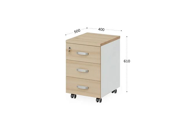 БЕРЛИН / BERLIN Тумба мобильная 400х500х610 Акация/Белый - Вид 2