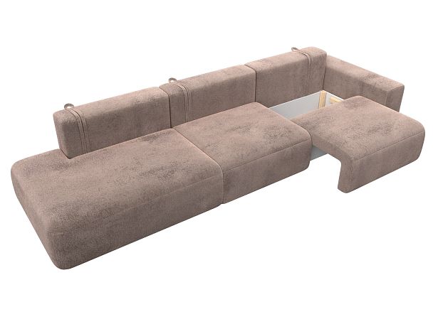 Диван прямой Лига-036 НПБ Модерн Лонг подлокотник справа Велюр бежевый - Вид 7