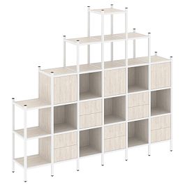 Loft Прямой стеллаж наборный VR.L-24 Денвер светлый/Белый металл 2526*446*2280 - Фото предпросмотра