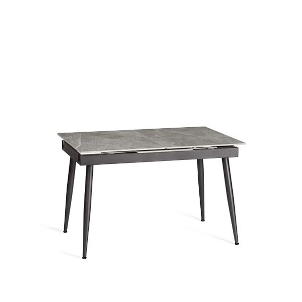 Стол обеденный Балморал/Balmoral 120-160x80x75см, столешница керамика (глянцевая)/опоры металл, серый/чёрный - Вид 4
