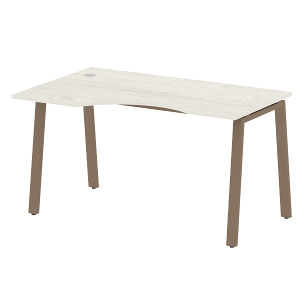 Metal System Стол криволинейный левый на А-образном м/к БА.СА-2 (L) Дуб наварра/Мокко металл 1400*900*750 - Вид 1