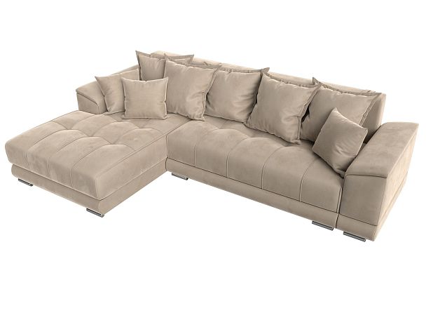 Угловой диван НордСтар левый угол Велюр бежевый - Вид 6