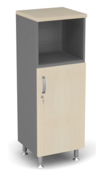 Стеллаж полуоткрытый L,R Берлин Береза Майнау/Серый ШК3-45(L/R) - Вид 1