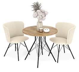 Обеденная группа Sheffilton SHT-DS317 дуб тортуга/бежевый/черный муар - Фото предпросмотра