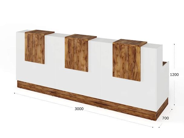 RTD087-300-SH ТАНДЕМ / TANDEM Стойка ресепшн 3-300 3000х700х1200 Таксония шоколадная - Вид 3