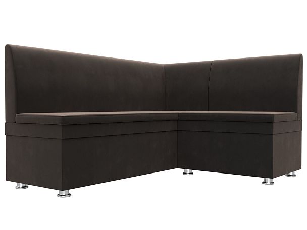 Кухонный угловой диван Уют правый (полностью велюр коричневый) - Вид 3