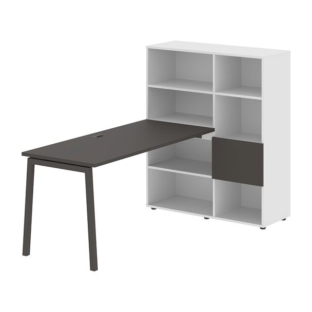 Стол-стеллаж ELRST 1115 Мокко/Мокко/Белый 1990х1120х1355 EDIS - Вид 1