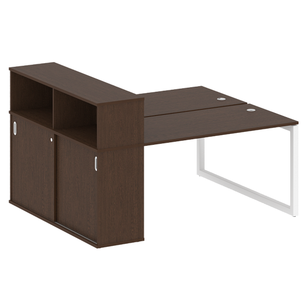 Metal System Quattro Р. ст. с шкафом-купе на О-образном м/к 50БО.РС-СШК-2.3 Т Венге/Белый металл 1810*1475*1098 - Вид 1