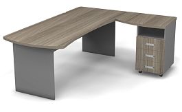 Стол угловой L,R 2000 Берлин Дрифтвуд/Серый УРМ 200 L\R - Фото предпросмотра
