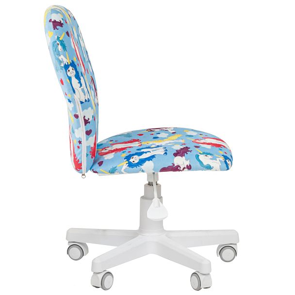 Кресло CHAIRMAN KIDS 105, пластик белый, ткань велюр, принт единороги - Вид 3