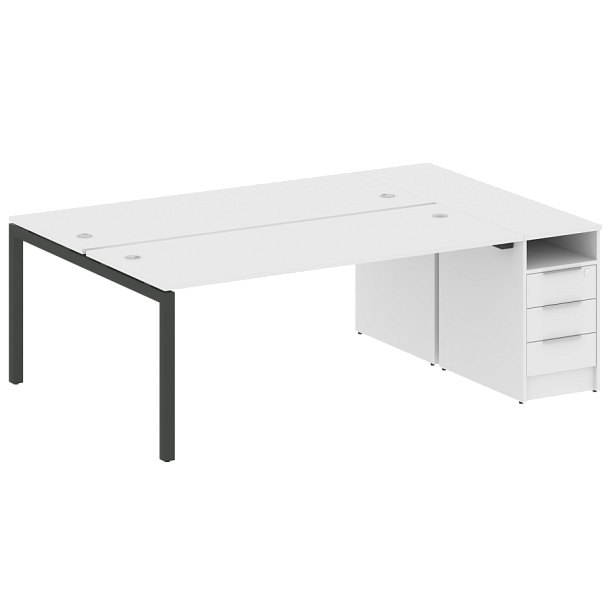 Metal System Quattro Р. ст. с тумбой на П-образном м/к 50БП.РС-СТП-2.5 Белый/Антрацит металл 2212*1475*750 - Вид 1