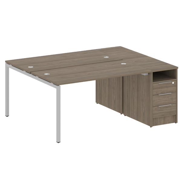 Metal System Quattro Р. ст. с тумбой на П-образном м/к 40БП.РС-СТП-2.3 Вяз/Серый металл 1812*1475*750 - Вид 1