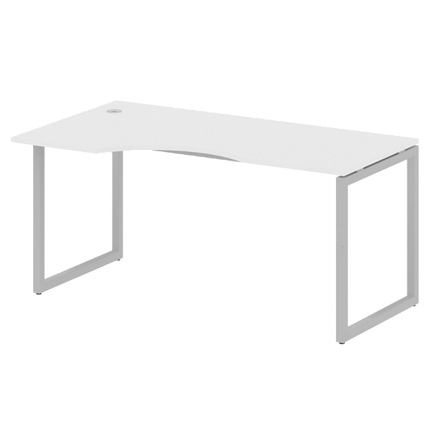 Metal System Quattro Стол криволинейный левый на О-образном м/к 40БО.СА-1 (L) Белый/Серый металл 1600*900*750 - Вид 1