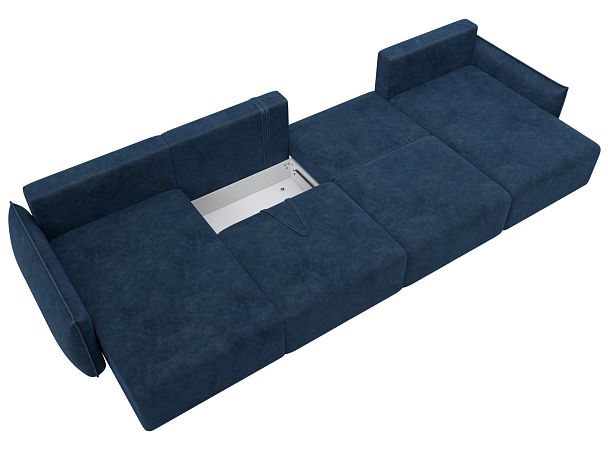 Диван П-образный Лига-051 НПБ Лонг Велюр синий - Вид 8