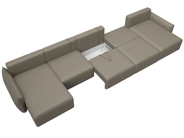 Диван П-образный Лига-051 НПБ МегаЛонг Экокожа бежевый - Вид 8