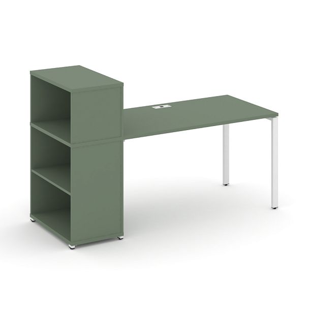 Concept Стол рабочий с опорным стеллажом с надставкой низ. CN.SP-210 Кобо/Металл Белый 1600*720*1140 - Вид 1