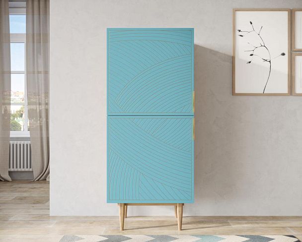 Вертикальный комод с двумя дверками Line LN05/GR1/blue - Вид 5