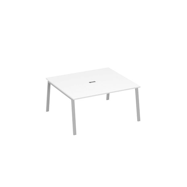 Стол 160 на каркасе TRE в переговорную A4 А4 Б3 136 БП белый премиум / металлокаркас серый - Вид 1