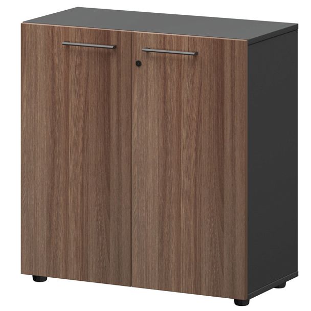 Шкаф низкий закрытый СМШ28F Темный шимо/Графит 792x380x811 Кортез - Вид 1