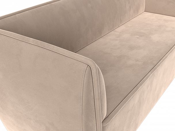 Прямой диван Бергамо 3-х местный (полностью велюр бежевый) - Вид 4