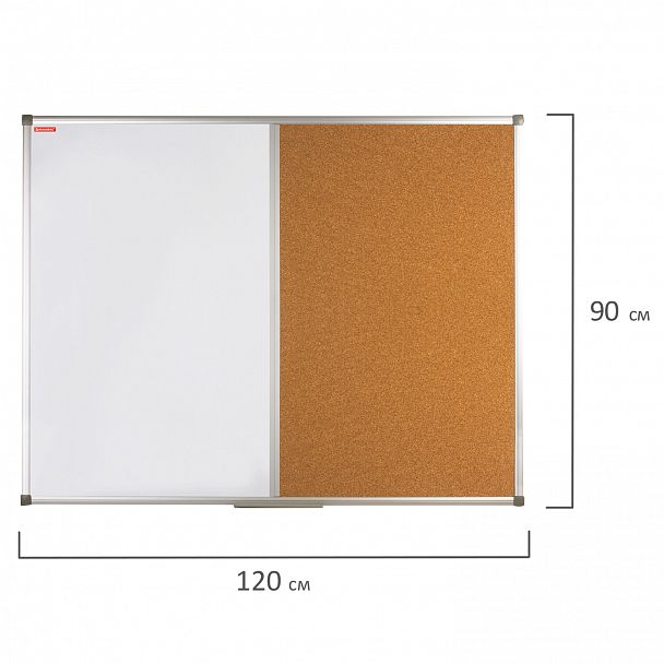 Доска комбинированная: магнитно-маркерная, пробковая для объявлений, 90х120 см, РОССИЯ, BRAUBERG, 236865 - Вид 6