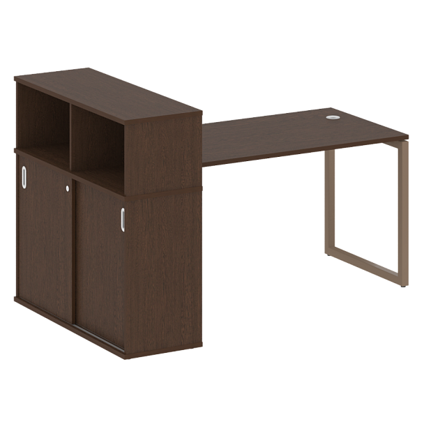 Metal System Quattro Стол письменный с шкафом-купе на О-образном м/к 40БО.РС-СШК-3.3 Т Венге/Мокко металл 1810*1120*1098 - Вид 1