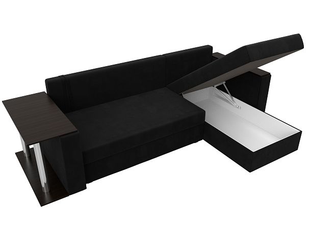 Угловой диван Атланта Лайт правый (полностью микровельвет черный) - Вид 9