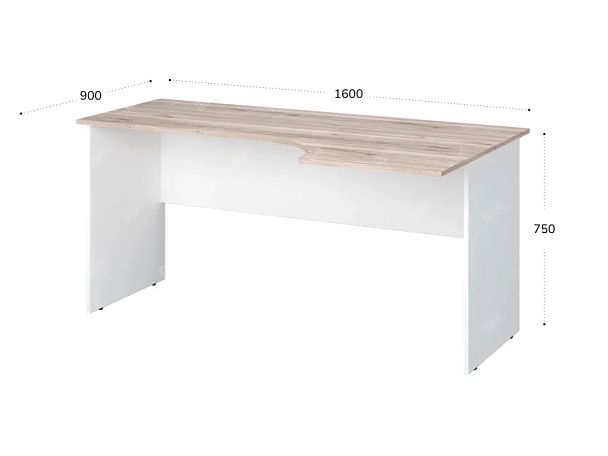 TANDEM RTD014-160R-MA Стол эргономичный правый 1600х900х750 Дуб Маувелла/Белый - Вид 2