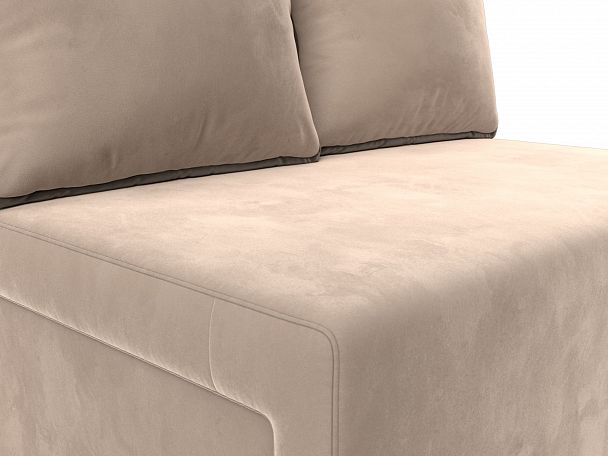 Диван прямой Лагуна (полностью велюр бежевый, кант велюр коричневый) - Вид 4