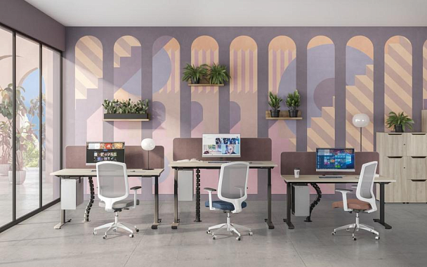 Рабочая станция на электроприводе с заглушками Elevo А2 ЧР 104 МП мокко премиум / черный гладкий - Вид 2