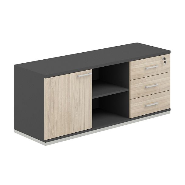Тумба сервисная 1438х462х584 с замком / корпус:антрацит, топ/дно:антрацит, фасады:ак.равелло / Аллегро / Allegro - Вид 1