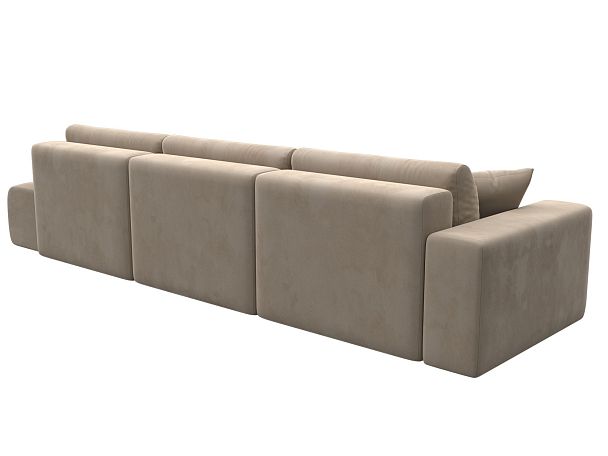 Диван прямой Лига-036 Модерн Лонг подлокотник слева Велюр бежевый - Вид 5