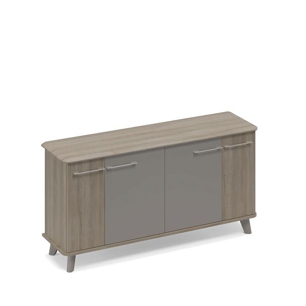 Шкаф закрытый низкий греденция Time metal ТМ 341 МП/ВЛ/МП.ВЛ вяз либерти (корпус, столешница, топ) / мокко премиум (фасад) - Вид 1