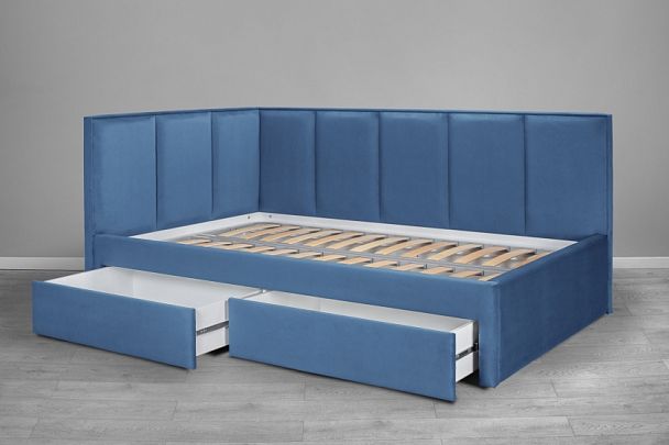 Кровать «Лайф с ящиками», 900 голубая - Вид 3