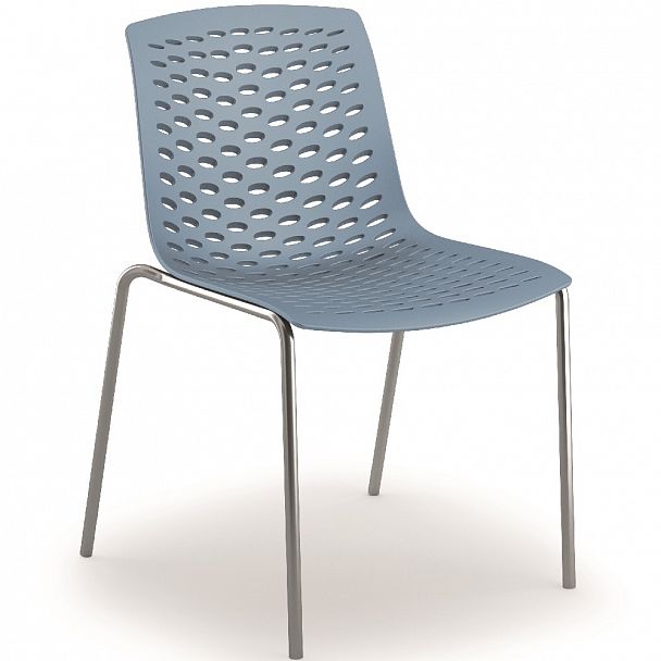 Стул LUX (4 ножки) каркас Хром, синий, стопируемый - Вид 1
