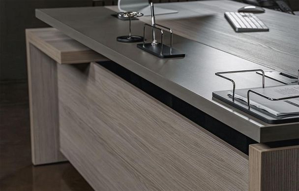 Шкаф для документов со стеклянными дверями (стенка из 2 шкафов) U.RUS РС 319 ДЧ/ЛС дуб виченца/лава серая - Вид 5