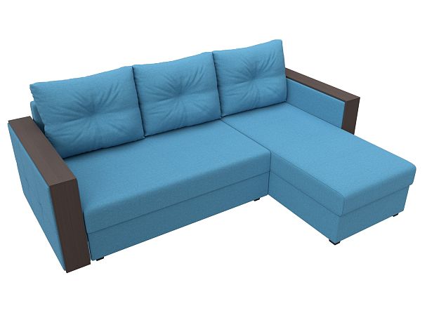 Диван угловой Валенсия Лайт правый угол Рогожка голубой - Вид 5