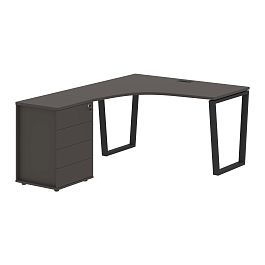 Стол эргономичный с тумбой EVCET 1318(L) Мокко/Черный 1360х1880х750 EDIS - Фото предпросмотра