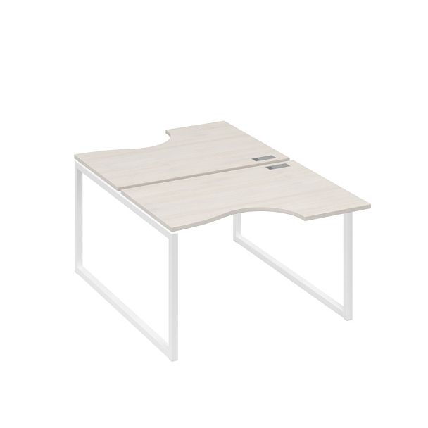 Рабочая станция столы Классика QUATTRO (2х120) A4 А4 Б4 183 БП дуб / металлокаркас белый - Вид 1
