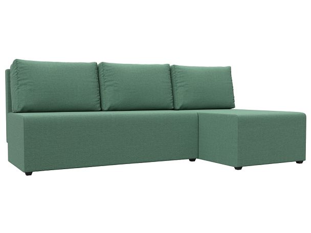 Диван угловой Поло правый угол Рогожка зеленый - Вид 1