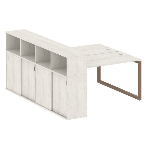 Metal System Quattro Р. ст. с шкафом-купе на О-образном м/к 50БО.РС-СШК-4.3 Т Дуб наварра/Мокко металл 1810*2332*1098 - Вид 1