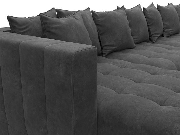 Диван П-образный Лига-052 НПБ МегаЛонг Велюр серый - Вид 4