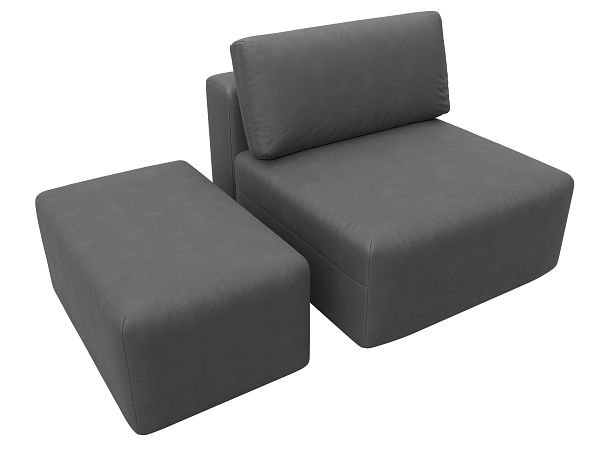 Модули диван и пуф Лига-060 НПБ Искусственная замша серый - Вид 6