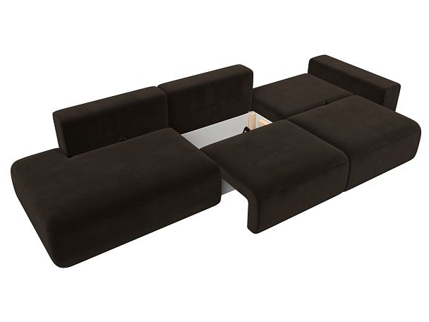 Диван прямой Лига-036 Модерн Лонг подлокотник справа Микровельвет коричневый - Вид 8