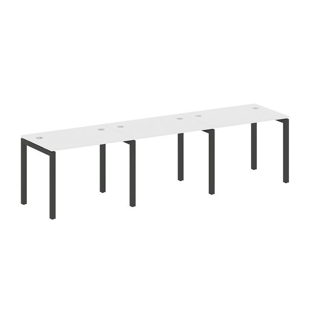 Metal System Quattro Р. ст. на 3 раб. места на П-образном м/к 50БП.СМ-3.1 Белый/Антрацит металл 3000*720*750 - Вид 1