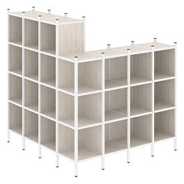 Loft Угловой внешний стеллаж наборный VR.L-60 Денвер светлый/Белый металл 1694*1694*1869 - Фото предпросмотра